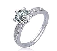 Ogquaton Anello da donna classico con zirconia cubica regolabile, gioiello da matrimonio, durevole e utile