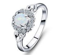 Ogquaton - Anello da donna elegante e intarsiato con opale a forma di cuore, 8 alla moda e popolare.