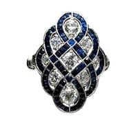 Ogquaton Anello di fidanzamento da donna con zaffiro e diamante bianco resistente e utile