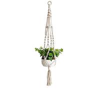 Ogquaton Appendiabiti per piante in macramè, robusto supporto per vasi in iuta naturale, corda di canapa, vaso da fiori da appendere alla parete, decorazione per la casa, balcone e soffitto; 15 x 18