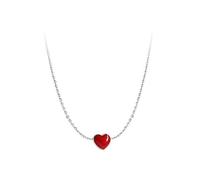 Ogquaton Collana con ciondolo a forma di cuore rosso, semplice e alla moda, corta, nuova versione, per donna