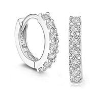 Ogquaton Orecchini a cerchio da donna alla moda con strass argentati, molto pratici e popolari