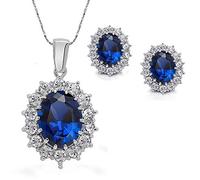 Ogquaton Orecchini donna Collana Set di gioielli Zircone blu Design creativo Per ragazze Donna Durevole e utile