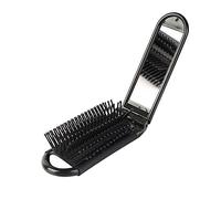 Ogquaton - Spazzola portatile da viaggio, pieghevole, con specchio, compatto, tascabile, colore: Nero