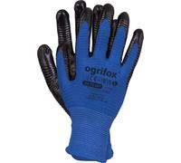Ogrifox OX-PLUMO Guanti in Poliestere Rivestiti in Nitrile, Guanti Protettivi, Guanti da Lavoro, Guanti da Giardinaggio OX.13.149, Blu-Nero, Taglia 11, 240 Paia