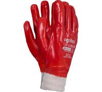 Ogrifox OX-PVC Guanti in PVC, Guanti protettivi, Guanti da lavoro, Guanti da giardinaggio OX.16.375, Rosso, Taglia 10, 120 paia