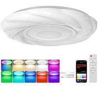 OGVDOE 48W Plafoniera LED Soffitto Dimmerabile Ø30CM Lampada da Soffitto RGB con Altoparlante Bluetooth Plafoniera LED RGB con Telecomando e Controllo APP per Bagno Soggiorno Camera da Letto (Petali)