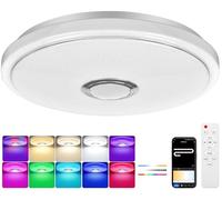 OGVDOE 60W Plafoniera LED Soffitto Dimmerabile Ø40CM Lampada da Soffitto RGB con Altoparlante Bluetooth Plafoniera LED RGB con Telecomando e Controllo APP per Bagno Soggiorno Camera da Letto