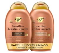 OGX Ever Straightening + Brazilian Keratin Shampoo e Balsamo, 2 x 385 ml
