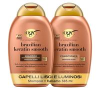 OGX Set Capelli Shampoo e Balsamo Ever Straightening Brazilian Keratin Smooth