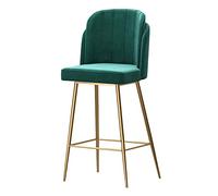 OGYJMSFN Sgabelli da Bar 1PCS 65cm Velvet high Stool Modern Counter Height Stools with Back and Footrest Island Stools Chair with Gold Metal Base for Counter Bar(Green)
