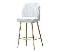OGYJMSFN Sgabelli da Bar 1PCS 65cm Velvet high Stool Modern Counter Height Stools with Back and Footrest Island Stools Chair with Gold Metal Base for Counter Bar(White)