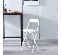 OGYJMSFN Sgabelli da Bar 30in Portable Folding Bar Stool High Back Padded Seat Counter Height Chair for Adults Indoor Outdoor Use Compact Design Kitchen Dining Room(White,55cm/22in)