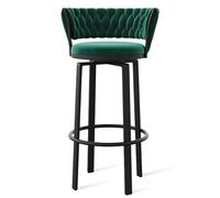 OGYJMSFN Sgabelli da Bar 360 Swivel Velvet Bar Stools Set of 2 Open Back Dining Chairs With Woven and Gold Footrest Stylish Kitchen Island Pub Seating(Green Black Leg,1 PCS)