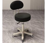 OGYJMSFN Sgabelli da Bar Adjustable 360 Swivel Stool Backless Synthetic Leather Bar Chair With Metal Frame for Kitchen Dining Blue Rolling Casters Design(Black |With Back|,Mute)