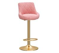 OGYJMSFN Sgabelli da Bar Adjustable Counter with Backrest and Footrest, Breakfast Dining Stools for Island Counter Velvet Seat+ Gold Metal Legs dedication(Pink)