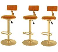 OGYJMSFN Sgabelli da Bar Adjustable Height, with Velvet Seat and Chrome Base,Adjustable Height and Swivel 3 Piece Breakfast Dining Stools(Chrome)