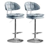 OGYJMSFN Sgabelli da Bar Adjustable Swivel Bar Stools 62 82 Cm Height Upholstered Kitchen Island Chairs Desks Dining Tables Sturdy Plated Legs(Azzurro 2 Pz,Plating legs)
