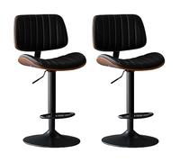 OGYJMSFN Sgabelli da Bar Adjustable Wooden Swivel Bar Stools With Backrest and Footrest Solid Wood Upholstered Chairs for Kitchen Island Stylish Comfortable Seating(Negro)