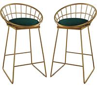 OGYJMSFN Sgabelli da Bar Bancone for isola cucina Set di 2 sgabelli alti imbottiti in velluto con poggiapiedi e sedie da bar con gambe in metallo dorato(Green,65cm)