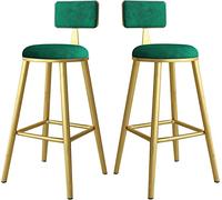 OGYJMSFN Sgabelli da Bar Bancone for isola cucina Set di 2 sgabelli da bar rotondo con seduta in velluto, sedia da colazione, pranzo, altezza(Green,75cm)