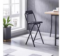 OGYJMSFN Sgabelli da Bar Black Folding Dining Chairs Comfy Tall Bar Stools With Backs Non Slip Foot Pads Steel Frame Faux Leather Padded Set of 2 (Black,75cm/30 inches)
