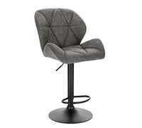 OGYJMSFN Sgabelli da Bar Breakfast Restaurant Stools, Leather/Velvet Swivel Adjustable Swivel Gas Lift Steel Footstool Base Island(Dark Grey Velvet)