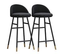 OGYJMSFN Sgabelli da Bar Chairs Set of 1/2, Counter Height Breakfast high Stool for Island Dining Room, Modern Pub Chairs with Back Black Metal Legs and Velvet 25.6/29.5 inch Seat(Black,2PCS)