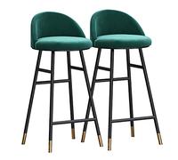 OGYJMSFN Sgabelli da Bar Chairs Set of 1/2, Counter Height Breakfast high Stool for Island Dining Room, Modern Pub Chairs with Back Black Metal Legs and Velvet 25.6/29.5 inch Seat(Green,2PCS)