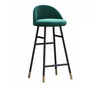 OGYJMSFN Sgabelli da Bar Chairs Set of 1/2, Counter Height Breakfast high Stool for Island Dining Room, Modern Pub Chairs with Back Black Metal Legs and Velvet 25.6/29.5 inch Seat(Green,1PCS)