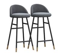 OGYJMSFN Sgabelli da Bar Chairs Set of 1/2, Counter Height Breakfast high Stool for Island Dining Room, Modern Pub Chairs with Back Black Metal Legs and Velvet 25.6/29.5 inch Seat(Grey,2PCS)