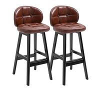 OGYJMSFN Sgabelli da Bar Counter Height Family Stool Bar Stool Set of 2, Stools, for Dining Room, Counter, Pub, PU Leather Seat, Wood Legs and Footrest(Height 75cm)