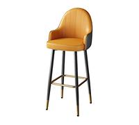 OGYJMSFN Sgabelli da Bar Counter Height with Back Armrest, Faux Leather Set of 1, Modern Stools with Thick Cushion, Industrial Counter Chairs for Dining, Grey/Orange(Orange,Height 75cm)