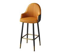 OGYJMSFN Sgabelli da Bar Counter Height with Back Armrest, Faux Leather Set of 1, Modern Stools with Thick Cushion, Industrial Counter Chairs for Dining, Grey/Orange(Orange,Height 65cm)