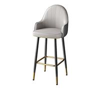 OGYJMSFN Sgabelli da Bar Counter Height with Back Armrest, Faux Leather Set of 1, Modern Stools with Thick Cushion, Industrial Counter Chairs for Dining, Grey/Orange(Grey,Height 65cm)