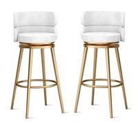 OGYJMSFN Sgabelli da Bar Elegant Bar Stools Set With 360 Swivel Velvet Upholstery Backrest Gold Metal Legs Kitchen Island Counter(2 Pcs,75cm(29.5 in))