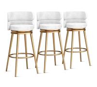 OGYJMSFN Sgabelli da Bar Elegant Bar Stools Set With 360 Swivel Velvet Upholstery Backrest Gold Metal Legs Kitchen Island Counter(3 Pcs,65cm(25.6 in))