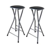 OGYJMSFN Sgabelli da Bar Foldable Bar Stool for Kitchen 100kg Capacity Black Folding Chair Adults 60cm Seat Height Space Saving Design Stylish and Durable(Set of 2)
