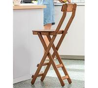 OGYJMSFN Sgabelli da Bar Foldable Rustic Wooden Bar Stools With Backrest Footrest Portable Installation Free Counter Height Chairs for Home 330lbs Capacity Natural(Walnut,49x26x69cm)