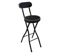 OGYJMSFN Sgabelli da Bar Folding Bar Stool With Backrest Footrest Adjustable 22 24 26 28 30 Inch Portable High Chair for Kitchen Office Travel Padded Seat(Black,55cm (22inch))