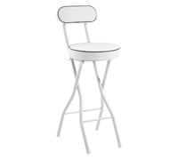 OGYJMSFN Sgabelli da Bar Folding Bar Stool With Backrest Footrest Adjustable 22 24 26 28 30 Inch Portable High Chair for Kitchen Office Travel Padded Seat(White,70cm (28inch))
