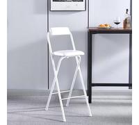 OGYJMSFN Sgabelli da Bar Folding Bar Stool With Backrest Footrest Adjustable 60 75cm Portable Black Tall Chair for Kitchen Counter or Guitar Use Space Saving(White,60cm/23.6in)