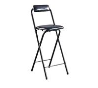 OGYJMSFN Sgabelli da Bar Folding Bar Stool With Backrest Footrest Adjustable 60 75cm Portable Black Tall Chair for Kitchen Counter or Guitar Use Space Saving(Black,60cm/23.6in)