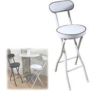 OGYJMSFN Sgabelli da Bar Folding Bar Stools With Back Rest Black White Kitchen Breakfast High Seat Cushioned Padded Counter Barstool Chair Metal Leg and Footrest(White1pcs,Sitting height 24in)