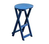OGYJMSFN Sgabelli da Bar Folding Wooden Stools for Kitchen Bar Lightweight Portable Seating 36cm Diameter Adjustable Height 43cm 62cm Log Color Ideal Small Spaces(Dark Blue,62cm)