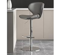 OGYJMSFN Sgabelli da Bar Leather Breakfast Family Stool Bar Stool with Back Set of 2 Adjustable Rotating Height Counter Height Island Heavy Duty Stainless Steel Chrome P Made in China(Grey)