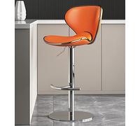 OGYJMSFN Sgabelli da Bar Leather Breakfast Family Stool Bar Stool with Back Set of 2 Adjustable Rotating Height Counter Height Island Heavy Duty Stainless Steel Chrome P Made in China(Orange)