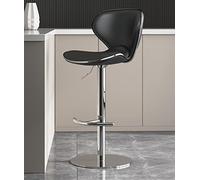 OGYJMSFN Sgabelli da Bar Leather Breakfast Family Stool Bar Stool with Back Set of 2 Adjustable Rotating Height Counter Height Island Heavy Duty Stainless Steel Chrome P Made in China(Black)
