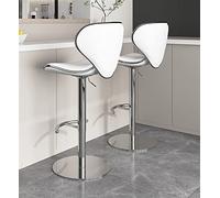 OGYJMSFN Sgabelli da Bar Leather Breakfast Family Stool Bar Stool with Back Set of 2 Adjustable Rotating Height Counter Height Island Heavy Duty Stainless Steel Chrome P Made in China(White)