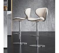 OGYJMSFN Sgabelli da Bar Leather Breakfast Family Stool Bar Stool with Back Set of 2 Adjustable Rotating Height Counter Height Island Heavy Duty Stainless Steel Chrome P Made in China(Off White)